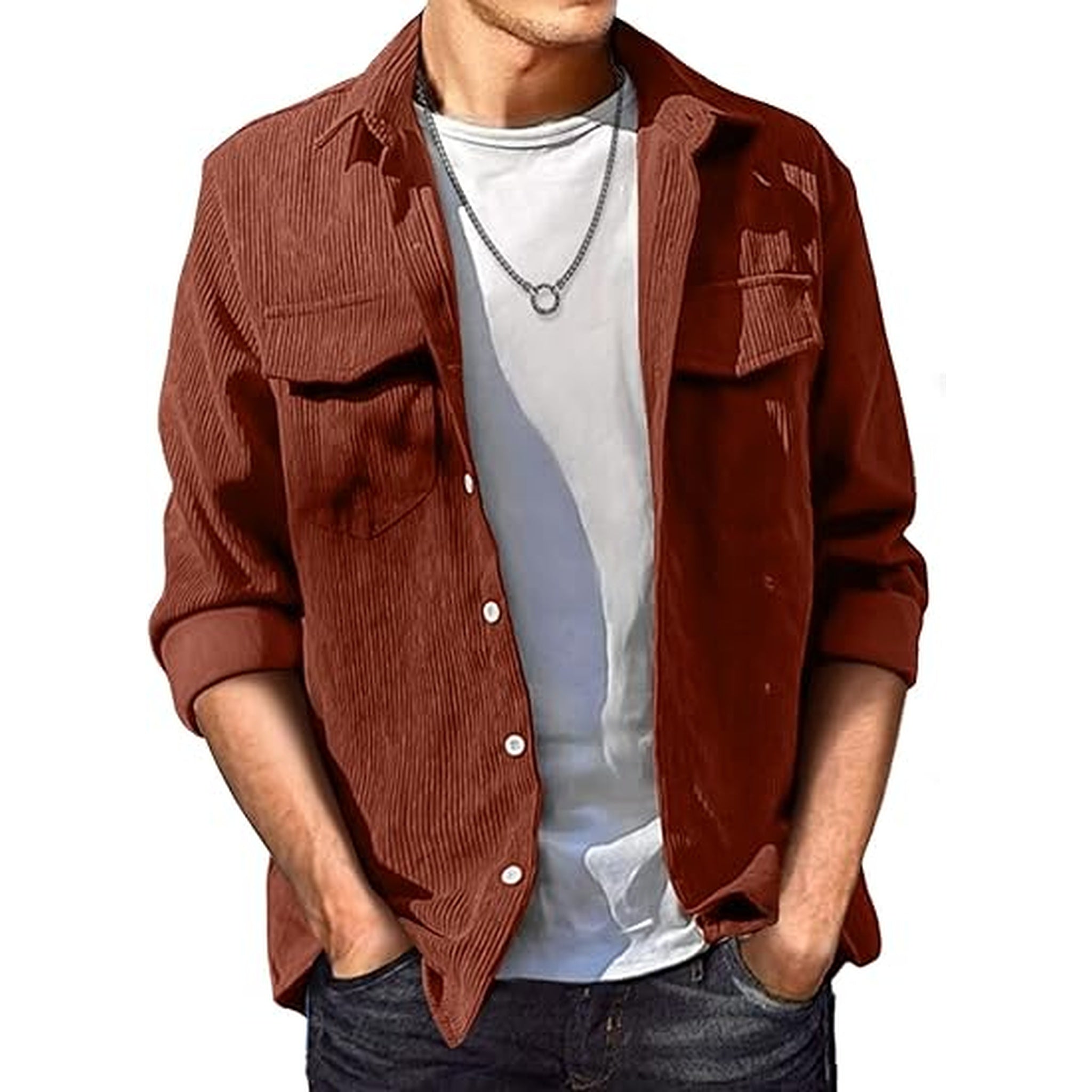 Men's Corduroy Button Down Shirt (Embroidery Only)