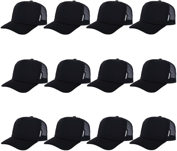 12 Pcs Sublimation Trucker Hats Blank Mesh Baseball Cap Polyester Bulk Mesh Trucker Hat for Men and Women