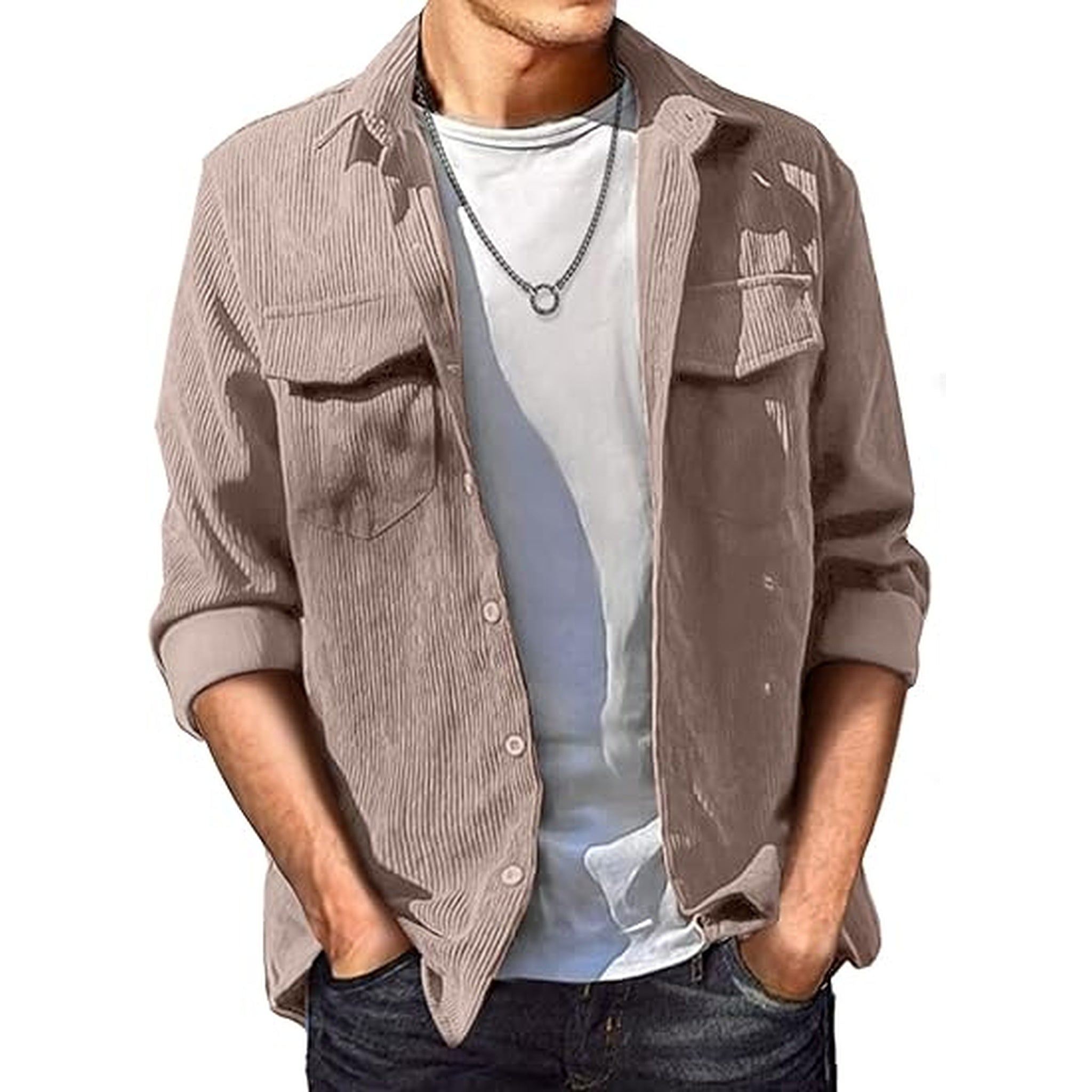 Men's Corduroy Button Down Shirt (Embroidery Only)