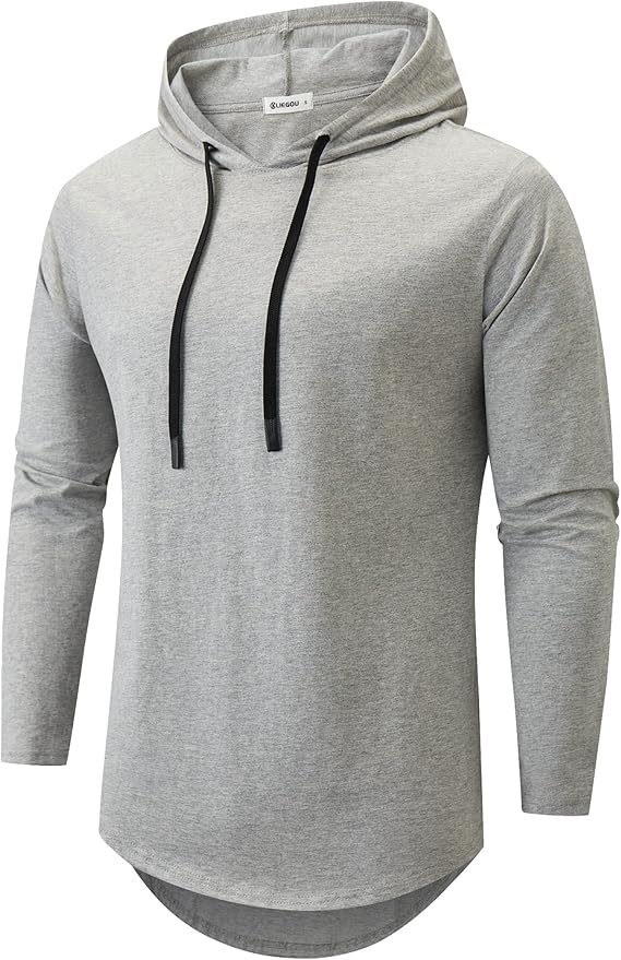 Mens 100 Cotton Hipster Hip Hop Longline Hoodie T-Shirt Pre - Shrunk