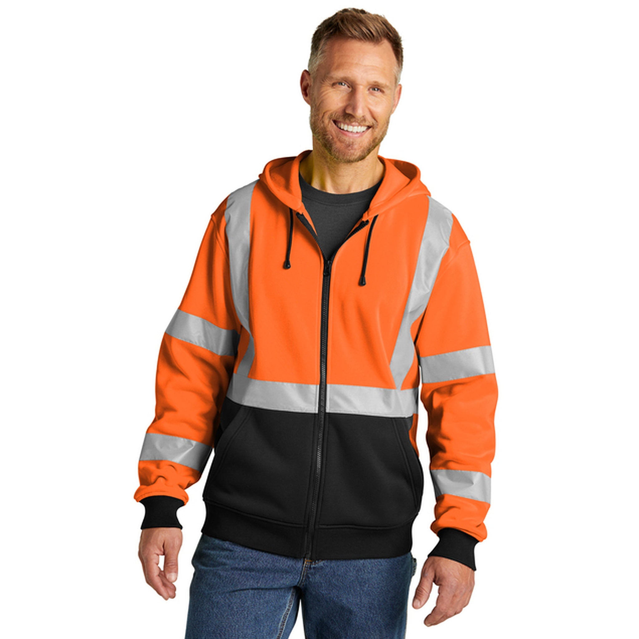 CornerStone® ANSI 107 Class 3 Heavy-Duty Fleece Full-Zip Hoodie